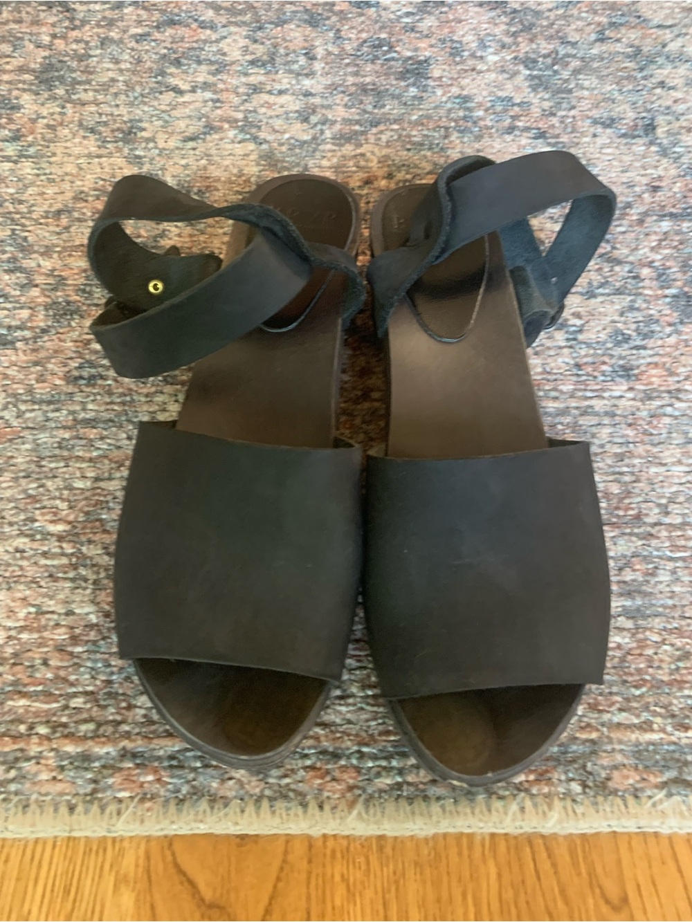 Bryr Black Suede Wide-Strap Ankle Wrap Sandals